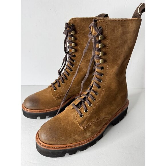 Anthropologie X Grenson Mavis Snuff Burnishing Suede Combat Boots UK 4 US 6.5 - Picture 4 of 7